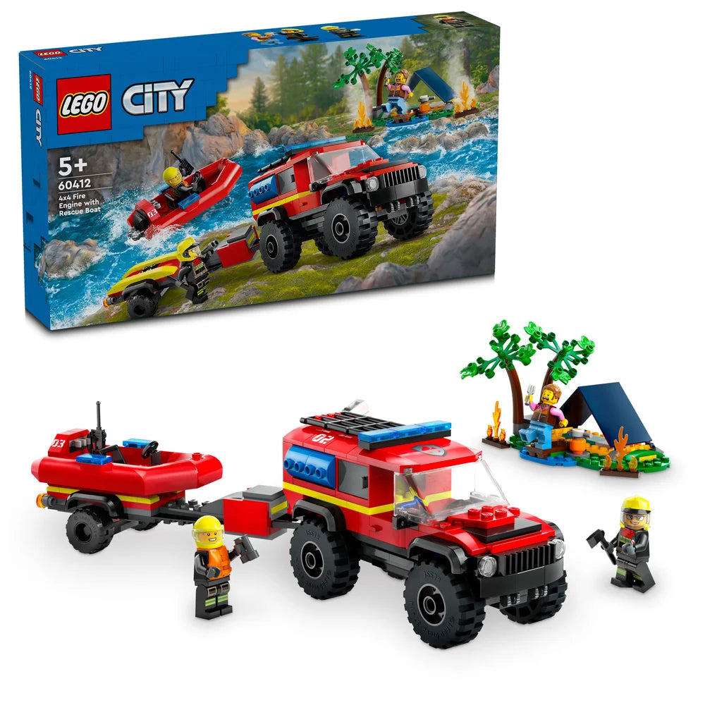 LEGO City 60412 4x4 Fire Engine with Rescue Boat - Brick Store