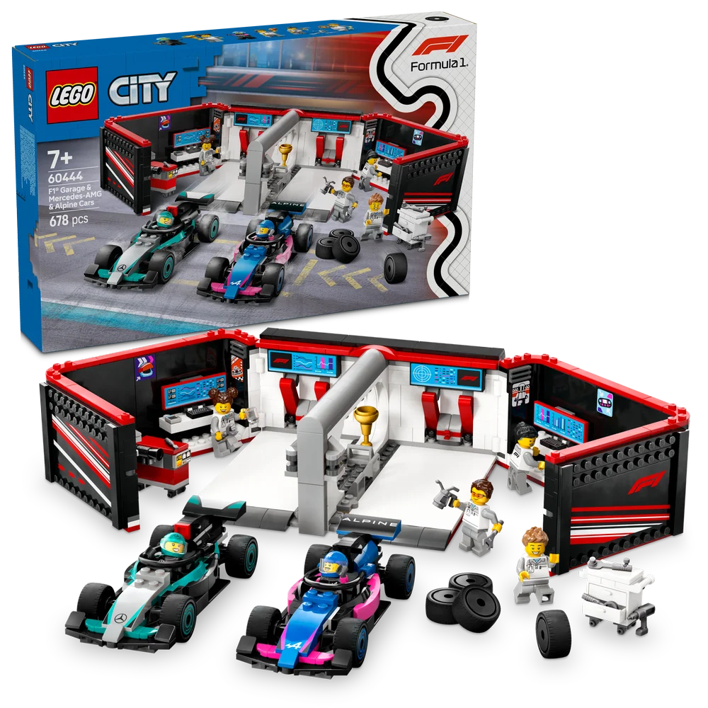 LEGO City 60444 F1 Garage & Mercedes-AMG & Alpine Cars - Brick Store
