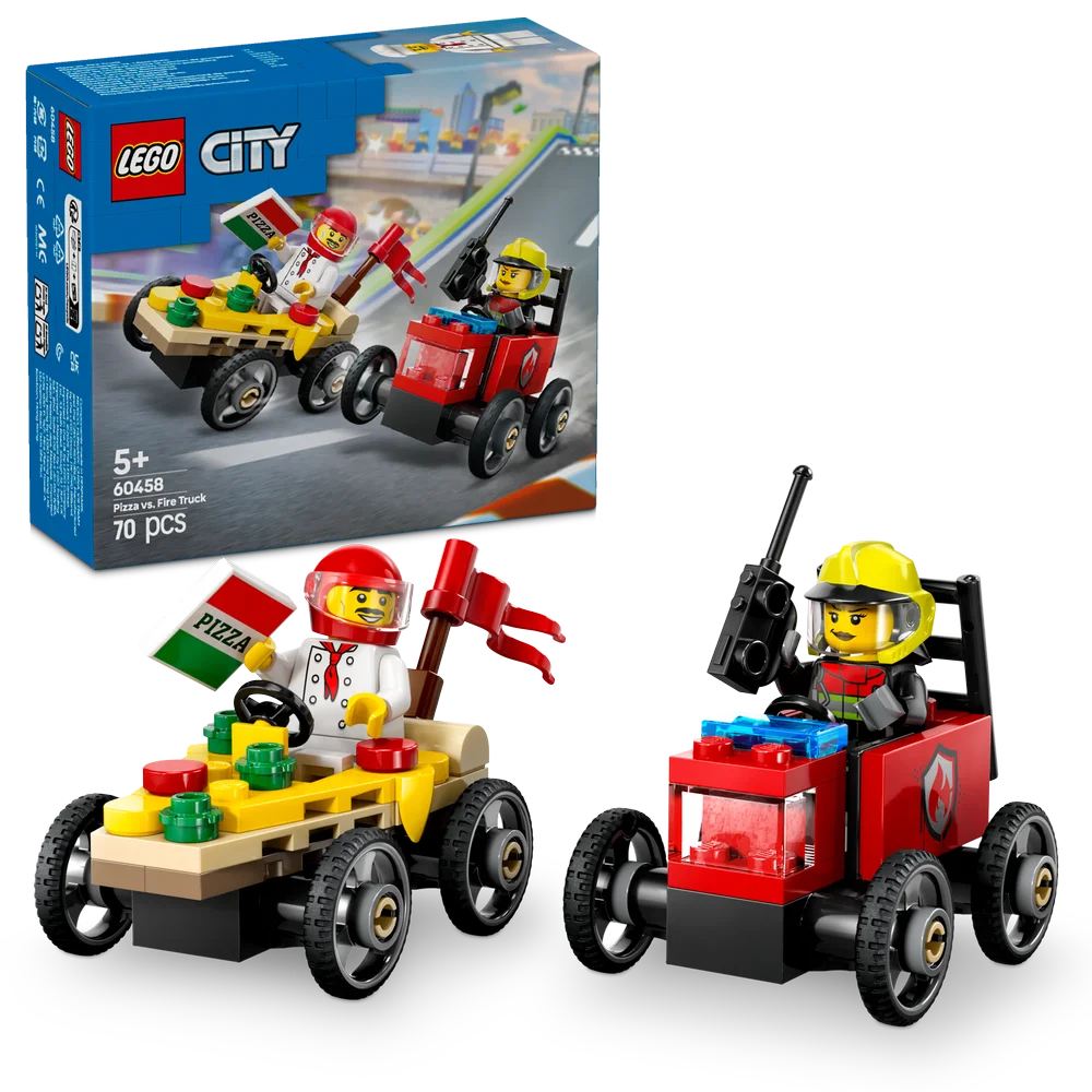 LEGO City 60458 Pizza vs. Fire Truck Race Car Pack - Brick Store