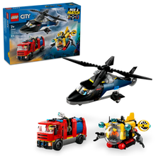 Load image into Gallery viewer, LEGO City 60462 Helicopter, Fire Engine &amp; Submarine Remix - Brick Store